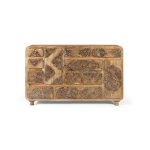 Buffet bas en bois de manguier - 148 cm - design contemporain - d�tails peints - tiroirs vari�s