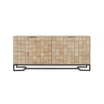 Buffet bas - bois de manguier - 180 cm - sculpt� � la main - design ethnique