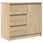 Buffet bas ch�ne sonoma - vidaxl - 71x35x65 cm - bois ding�nierie - 3 tiroirs - 1 porte - capacit� totale ...