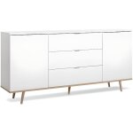 Buffet bas - dcor chne et blanc - scandinave - 2 portes et 3 tiroirs - gteborg - l 180 cm