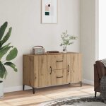 R�duction fr - buffet bas enfilade - commode salon ch�ne artisanal 100x36x60 cm - aspect bois ding�nierie ...