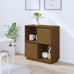R�duction fr - buffet bas enfilade - commode salon marron miel 74x35x80 cm - aspect bois massif de pin ...