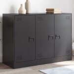 R�duction fr - buffet bas enfilade - commode salon noir 99x39x73 cm - en acier - 470244