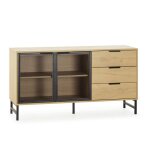 Buffet bas isis 2 portes en mtal noir et 3 tiroirs, 130 cm