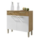 Buffet bas nala 2 portes 2 tiroirs ch�ne / blanc l909 x p363 x h86 cm