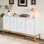 Buffet bas avec portes 3d meuble de rangement pour salon enfilade 140cm Buffet bas avec portes 3d meuble de rangement pour salon enfilade 140cm