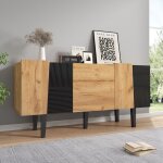 Buffet bas salon bois 140x40x70cm meuble de rangement moderne meuble tv avec 2 tiroirs 4 portes pour ...