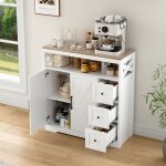 Buffet meuble de rangement buffet en bois blanc avec 3 tiroirs et 2 portes buffet bahut bas pour salon ...