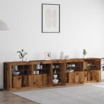 Buffet bas - vidaxl - bois massif recycl� - �clairage led - 283x37x67 cm - style rustique