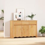 Buffet bas - vidaxl - chne massif - 3 portes - style contemporain - finition polie