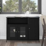 Buffet bas - vidaxl - chne noir - 120 cm - portes en verre - design contemporain
