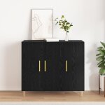 Buffet bas - vidaxl - ch�ne noir - accents dor�s - 2 portes - 120x40x75 cm