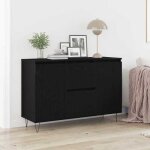 Buffet bas - vidaxl - ch�ne noir - bois ding�nierie - 101. 5x35x70 cm - pieds en acier