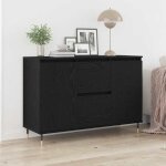 Buffet bas - vidaxl - chêne noir - portes silencieuses - bois massif - finition mate Buffet bas - vidaxl - chêne noir - portes silencieuses - bois massif - finition mate