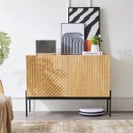 Buffet bas - marque - beige - 2 portes - mtal - design moderne
