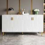 Buffet - blanc - 152 x 40 x 75 cm - 4 portes - style scandinave - meuble de séjour Buffet - blanc - 152 x 40 x 75 cm - 4 portes - style scandinave - meuble de séjour