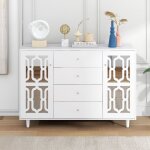 Buffet blanc 2 portes 4 tiroirs buffet lgante pour salon et salle  manger 147. 5x40x102 cm buffet ...