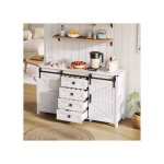 Buffet en blanc avec portes coulissantes et 4 tiroirs pour la cuisine la salle  manger et le salon largeur ...