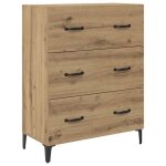 Buffet en bois composite - vidaxl - 695x34x90 cm - ch�ne artisanal - rustique - tiroirs pratiques - assemblage ...