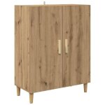 Buffet en bois ding�nierie - vidaxl - ch�ne artisanal - 70x34x90 cm - pieds coniques - 2 portes - rangement ...
