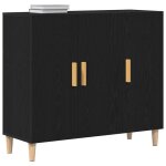 Buffet en bois ding�nierie - vidaxl - ch�ne noir - 90x34x80 cm - 3 portes - poids maximal 180 kg - assemblage ...
