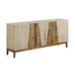 Buffet en bois de manguier patin� blanc avec pieds en bois. ? ref. 11037