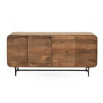 Buffet en bois massif de manguier � 4 portes aux formes arrondies. ? ref. 11382