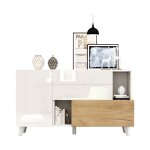 Buffet en bois original blanc brillant avec espace de rangement buffet de salle � manger meuble de salon ...