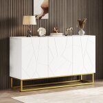 Buffet brillant moderne - vaisselier 4 compartiments 130 cm - meuble de rangement lgant pour salle ...