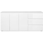 Buffet capetown - dcor blanc brillant - panneaux de particules - 3 portes - 3 tagres - 3 tiroirs - ...