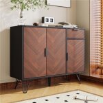 Buffet casiers modernes buffet noir et bois avec tiroirs et Étagères réglables en hauteur (90 x 30 x ... Buffet casiers modernes buffet noir et bois avec tiroirs et Étagères réglables en hauteur (90 x 30 x ...