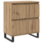 Buffet en ch�ne artisanal - vidaxl - 60x35x70 cm - 4 portes - grand espace de stockage - assemblage requis ...