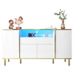 Buffet commode noire brillante avec 1 tiroir commode commode de chambre buffet noir brillant 150 l x ...