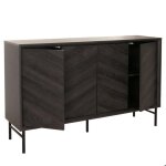 Buffet commode - dcoshop26 - 4 compartiments - bois de manguier - systme push - to - open - gris fonc ...