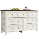 Buffet commode vintage blanc 7 tiroirs buffet armoire salle  manger poigne aluminium comptoir noyer ...