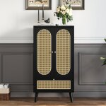 Buffet compact (11 m) design rotin noir 2 portes 1 tiroir buffet haut meuble de salle  manger bibliothque ...