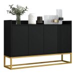 Buffet contemporain sans poign�es 4 portes - meuble de rangement �l�gant pour salle � manger - mdf + ...