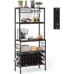 Buffet de cuisine 165 cm multi - niveaux costway prise de courant supports  verres et tasses 24 porte ...