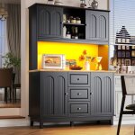 Buffet de cuisine 180 cm haut de gamme avec �clairage led et contr�le app - meuble de salon moderne � ...