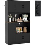 Buffet de cuisine 180 cm avec prise de recharge costway avec support micro - ondes station de bar à café ... Buffet de cuisine 180 cm avec prise de recharge costway avec support micro - ondes station de bar à café ...