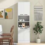 Buffet de cuisine de 190cm de haut - costway - portes et etagres - charnires de scurit - kits anti ...