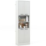 Buffet de cuisine de 190cm de haut - costway - portes et etagres - charnires de scurit - kits anti ...