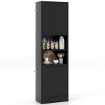 Buffet de cuisine de 190cm de haut - costway - portes et etagres - charnires de scurit - kits anti ...