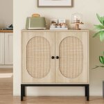 Buffet - bahut - 2 portes - bois - buffet bas 80 x 40 x 80 cm - chne beige