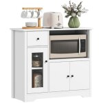 Buffet cuisine 3 portes avec �tag�re micro - ondes tiroir & �tag�res r�glables - meuble rangement blanc ...