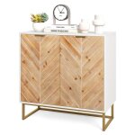 Buffet de cuisine 80 x 40 x 80 cm costway portes pieds en m�tal meuble de rangement pour salon salle ...