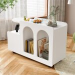 Buffet  cuisine armoire dappoint  roulettes chariot de rangement polyvalent pour salon salle  manger ...