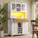 Buffet de cuisine armoire avec porte en verre - meuble vaisselier pour salon et salle � manger - 106x40x1795cm ...