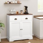 Buffet cuisine - buffet bas blanc 63x 40x 80 cm - 2 portes et 2 tiroirs - bois style moderne