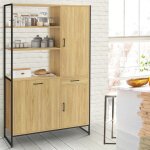 Idmarket buffet de cuisine avec colonne de rangement 100 cm detroit 3 portes + tiroir design industriel ...